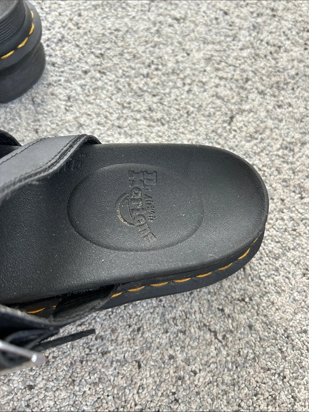 Dr. Martens Black Triple-Strap women’s  with Yellow Stitching